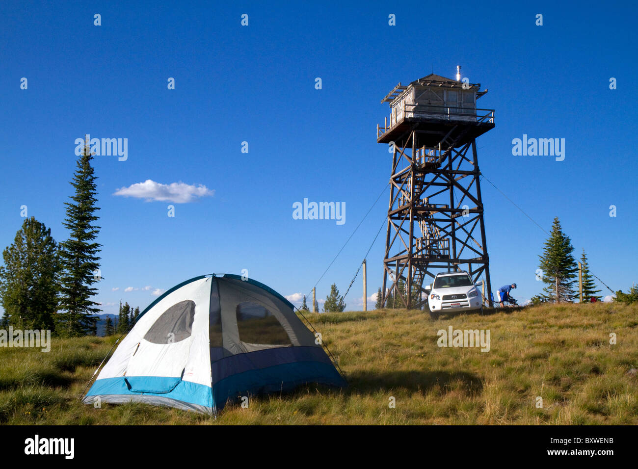 Camping in der Nähe der Green Mountain Aussichtsturm Magruder Korridor in den Selway-Bitterwoot Wildnis, Idaho, USA. Stockfoto