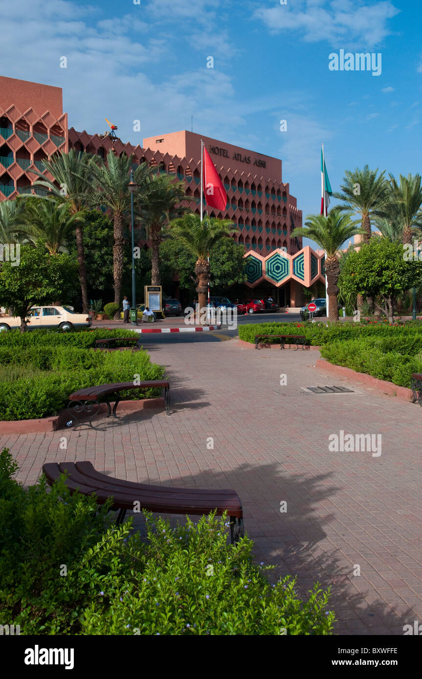 Exterieur des Hotel Atlas Asni in Marrakesch, Marokko, Nordafrika. Stockfoto