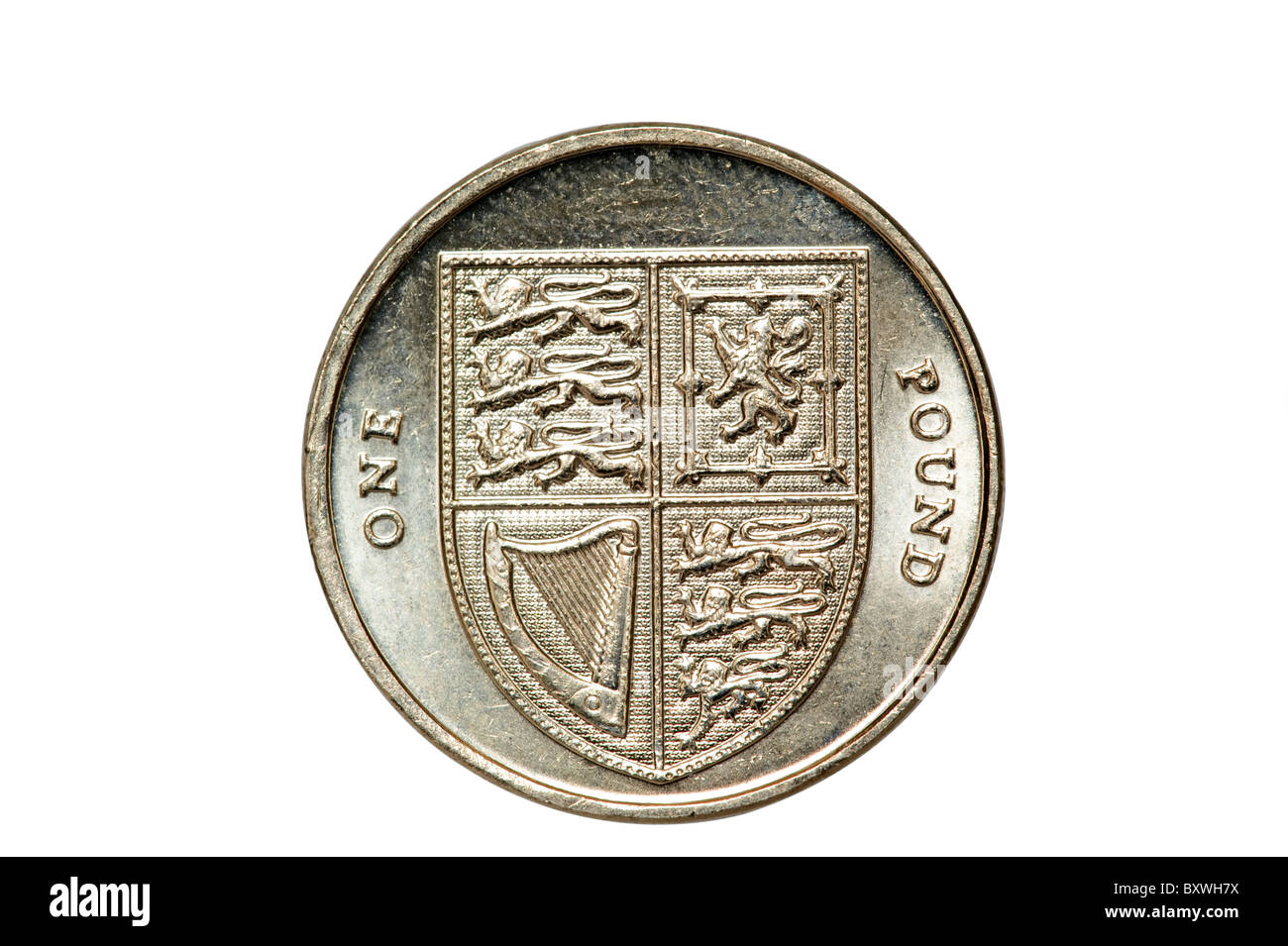 Nahaufnahme einer 2009 britische Pfund Sterling ein Pfund-Münze.  Nur zur redaktionellen Verwendung Stockfoto