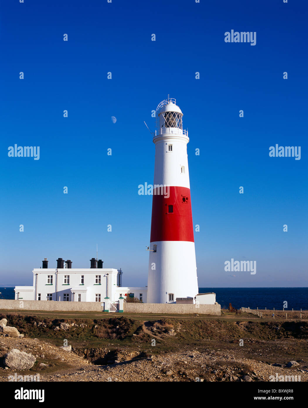 Der Leuchtturm von Portland Bill an der Jurassic Coast, Dorset, England Stockfoto