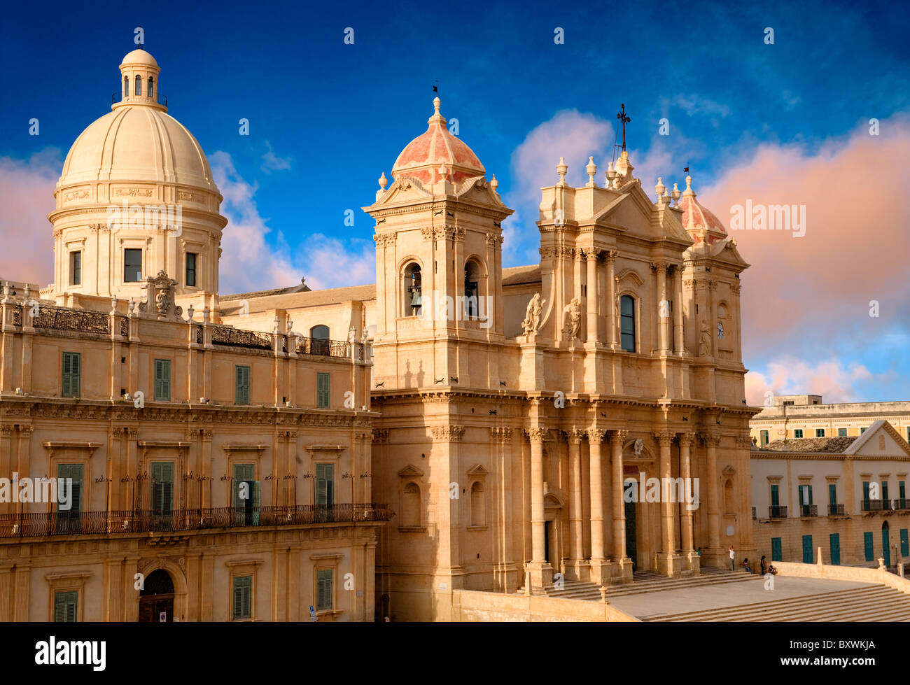 Restaurierte barocke Kathedrale San Nicolo - Noto, Sizilien Stockfoto