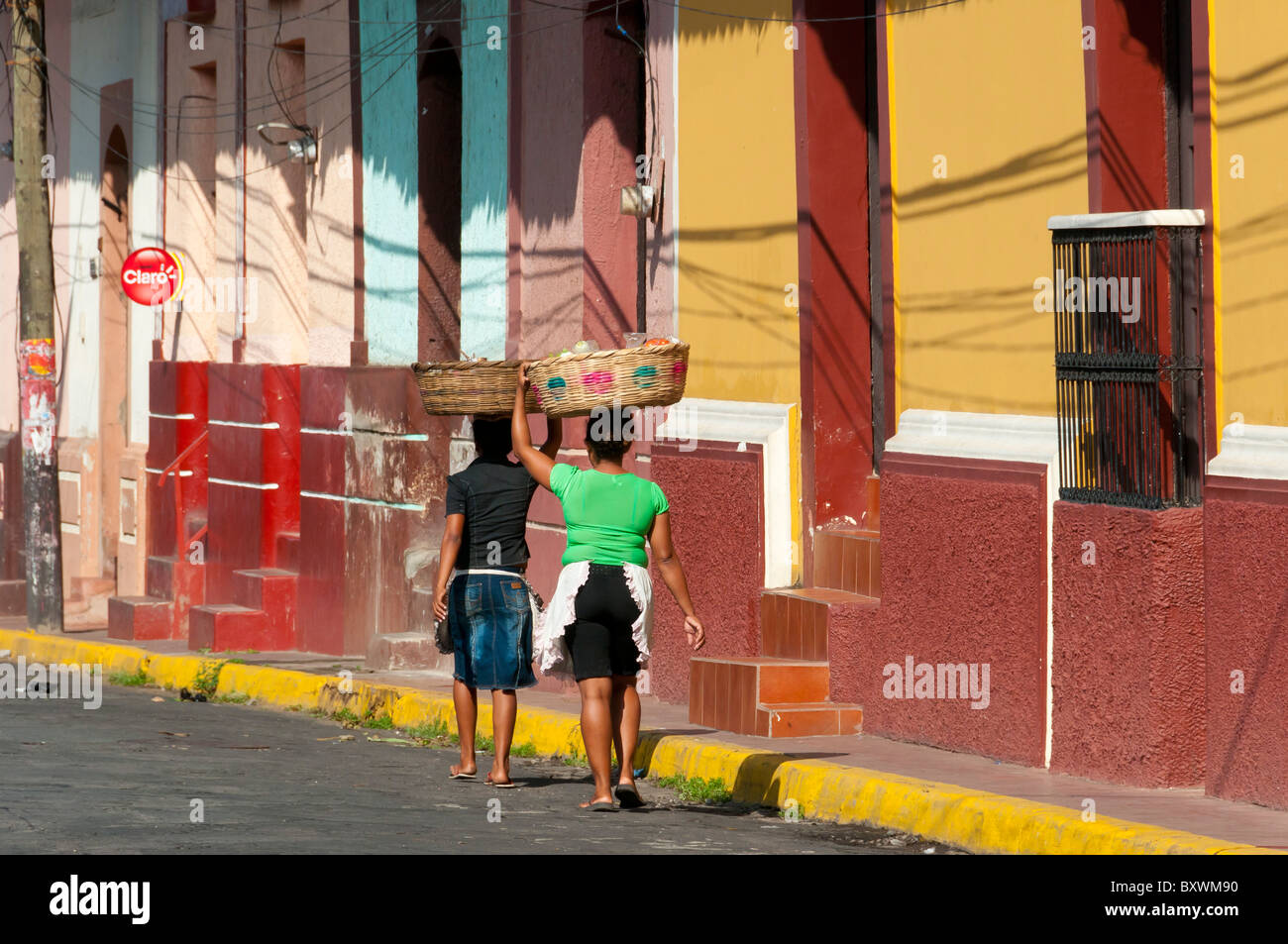 Bunte Straße Szene Leon Nicaragua Stockfoto