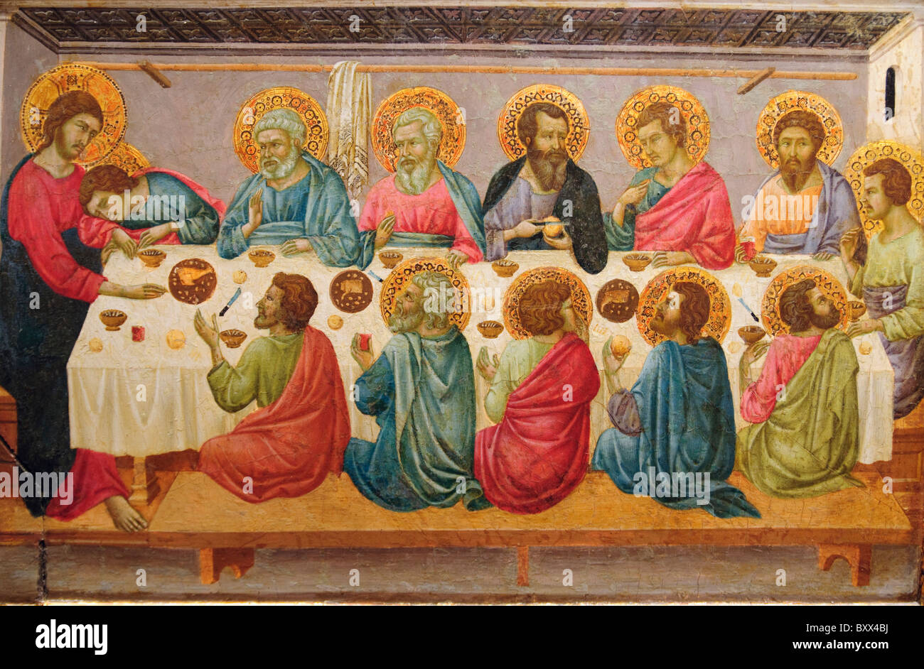 Das letzte Abendmahl, ca. 1325-30 von Ugolino da Siena Stockfoto