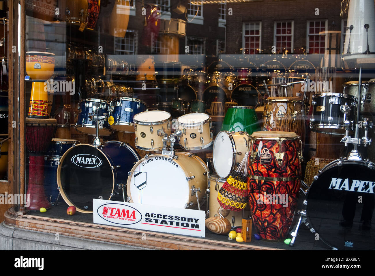 Musikinstrumente shop Amsterdam Stockfoto