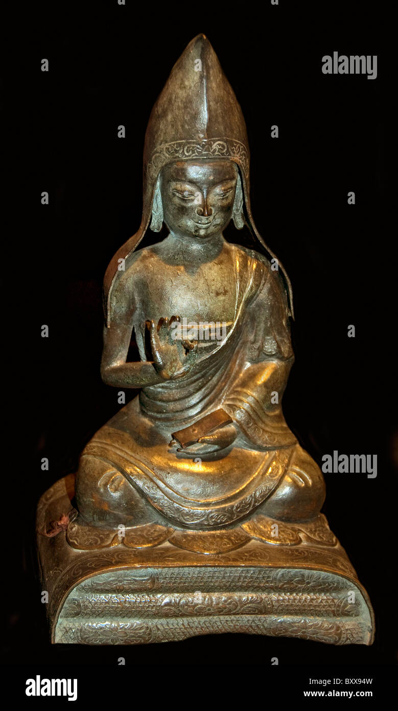 Senior Lama Tibet tibetische Sekte Gelugpa 1750 China chinesische Himalaya Buddha Buddhismus Stockfoto