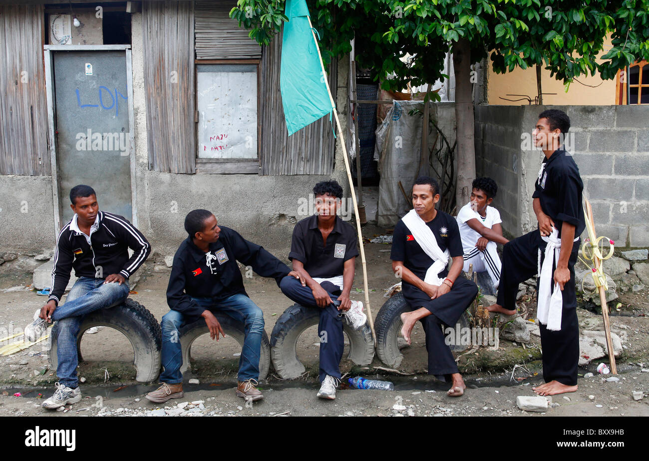Mitglieder des berüchtigten Martial-Arts-Gruppe und Jugend Bande PSHT, Dili, Timor-Leste (Osttimor) Stockfoto