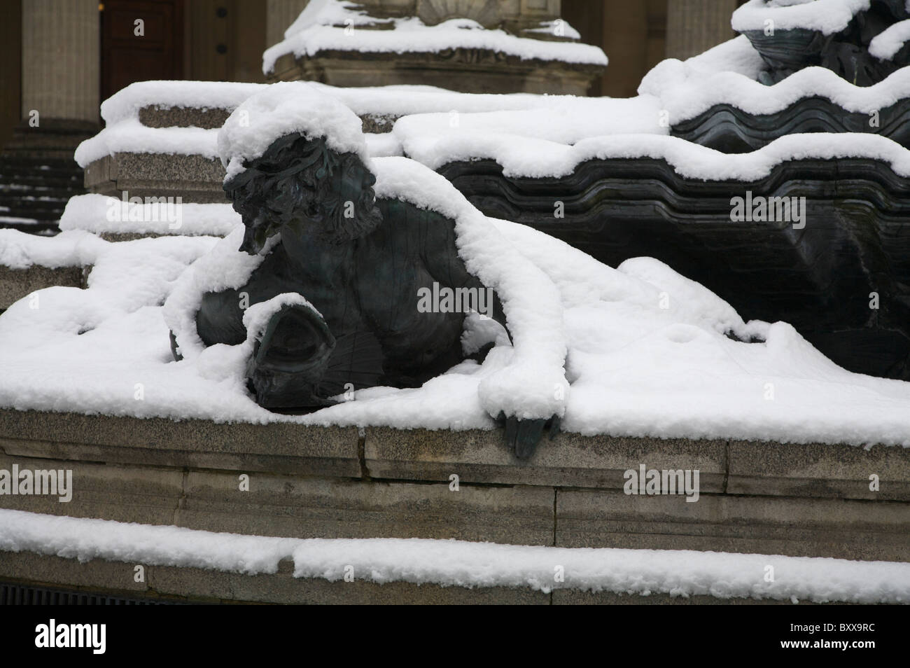 Bristol, Clifton, Schnee, gefroren Brunnen, The Triangle Stockfoto