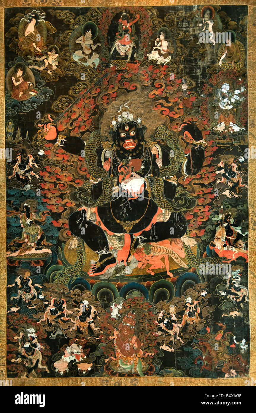Thangka mit Acala Tibet China 18 19 Cent Malerei Buddhismus Himalaya Stockfoto