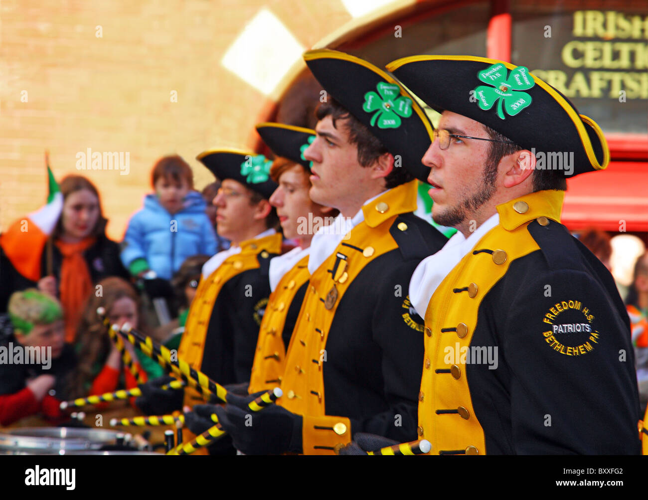 US-Marching Band, St. Patricks Day Parade Dublin Irland Stockfoto