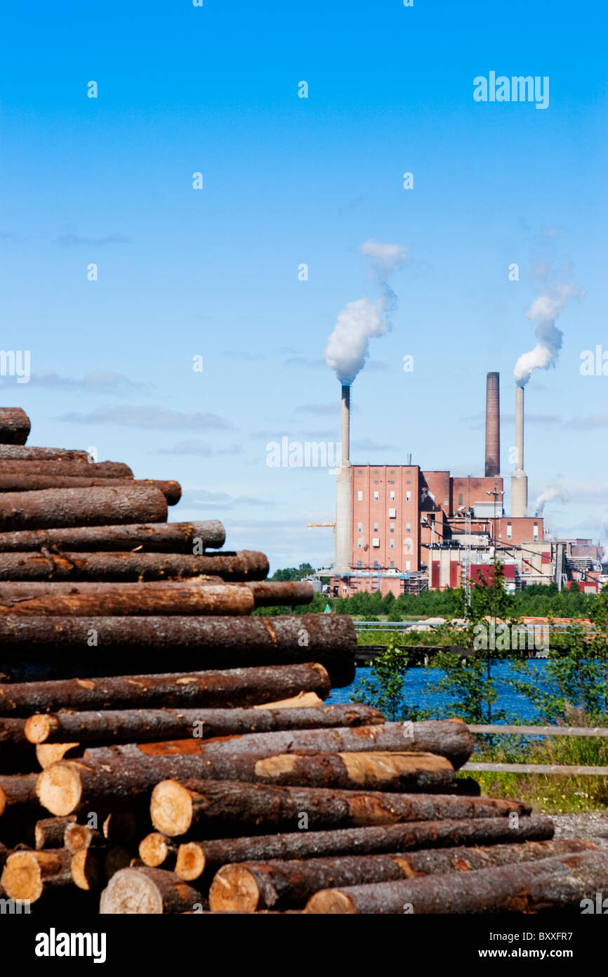 Papierfabrik in Ornskoldsvik, Schweden Stockfoto