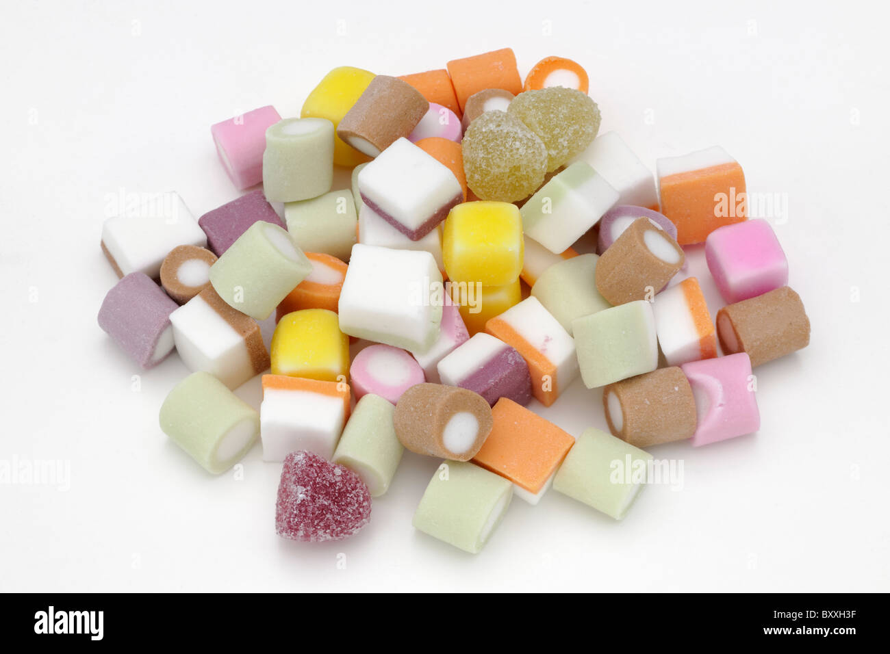Haufen von Dolly Mischung Süßigkeiten Stockfoto