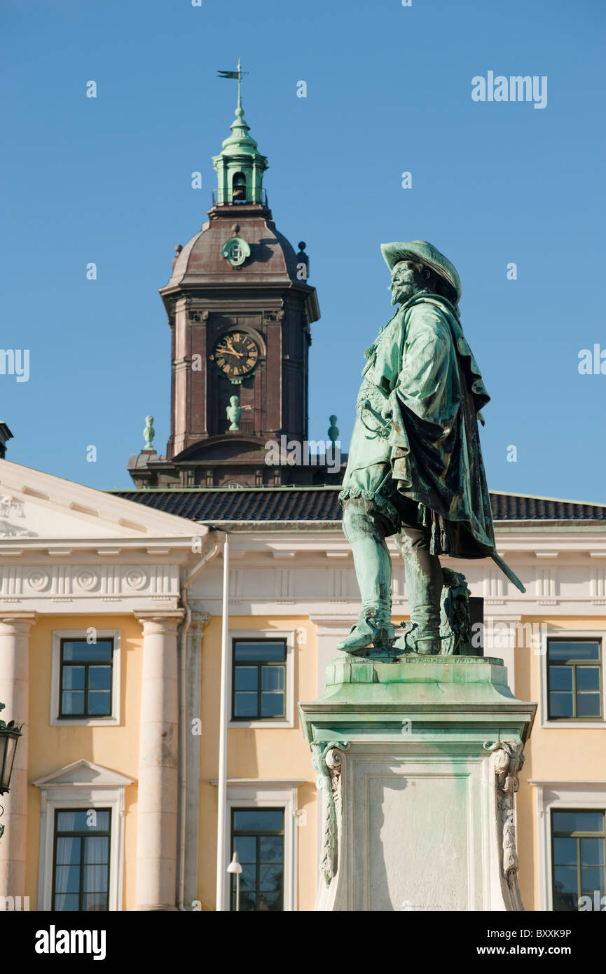 Statue von König Gustav Adolf von Schweden, Gustav-Adolf-Platz, Göteborg, Schweden. Stockfoto