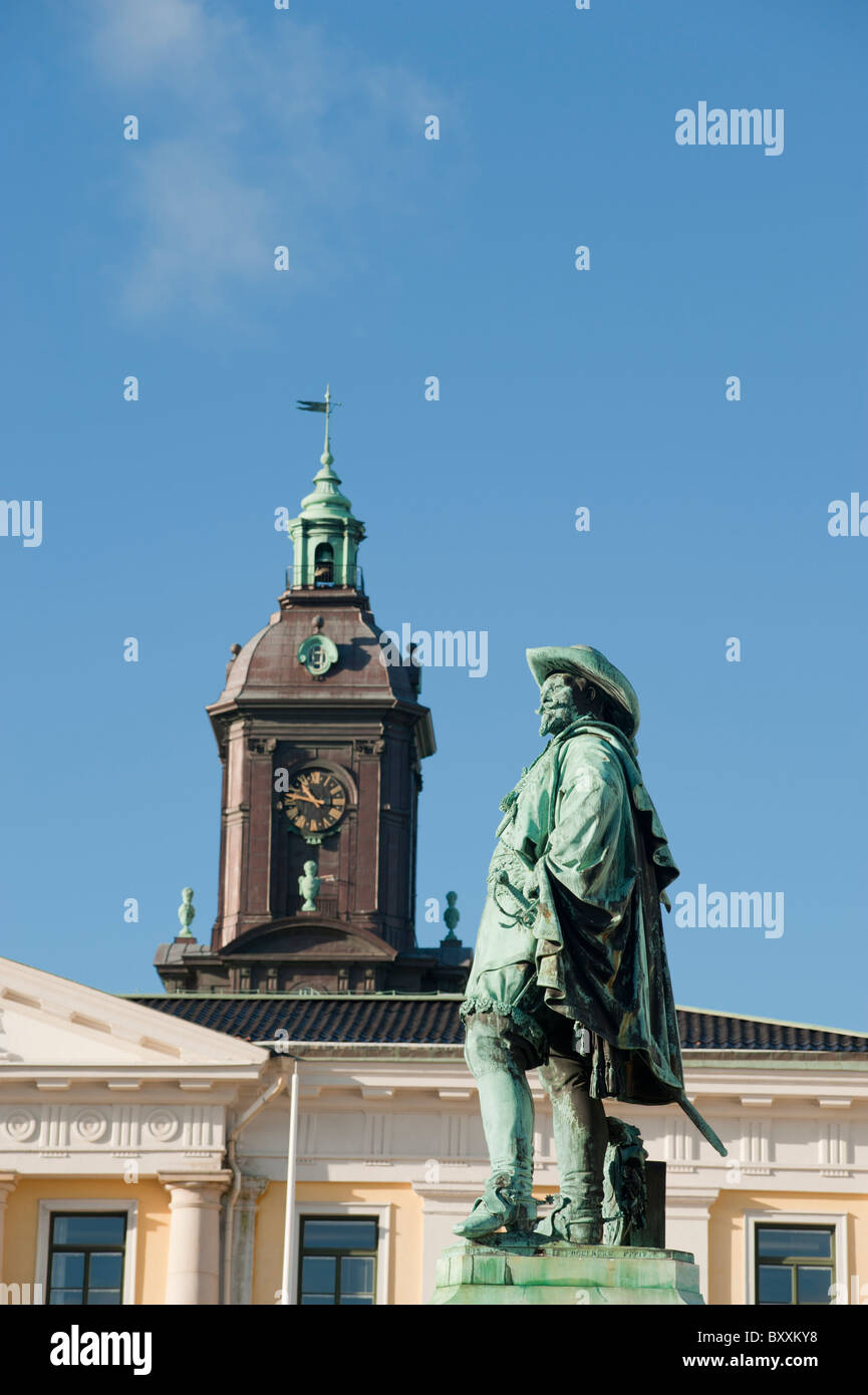 Statue von König Gustav Adolf von Schweden, Gustav-Adolf-Platz, Göteborg, Schweden. Stockfoto