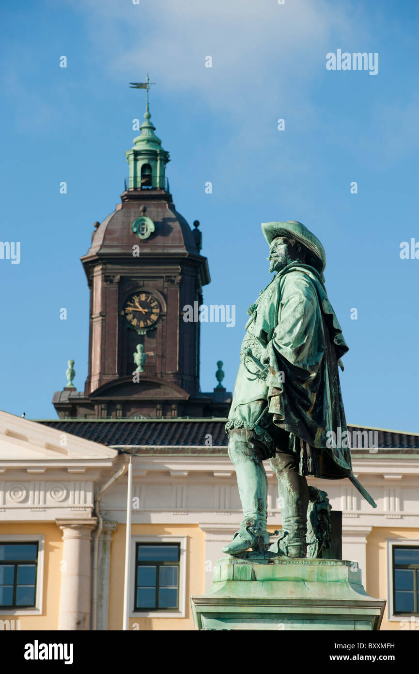 Statue von König Gustav Adolf von Schweden, Gustav-Adolf-Platz, Göteborg, Schweden. Stockfoto