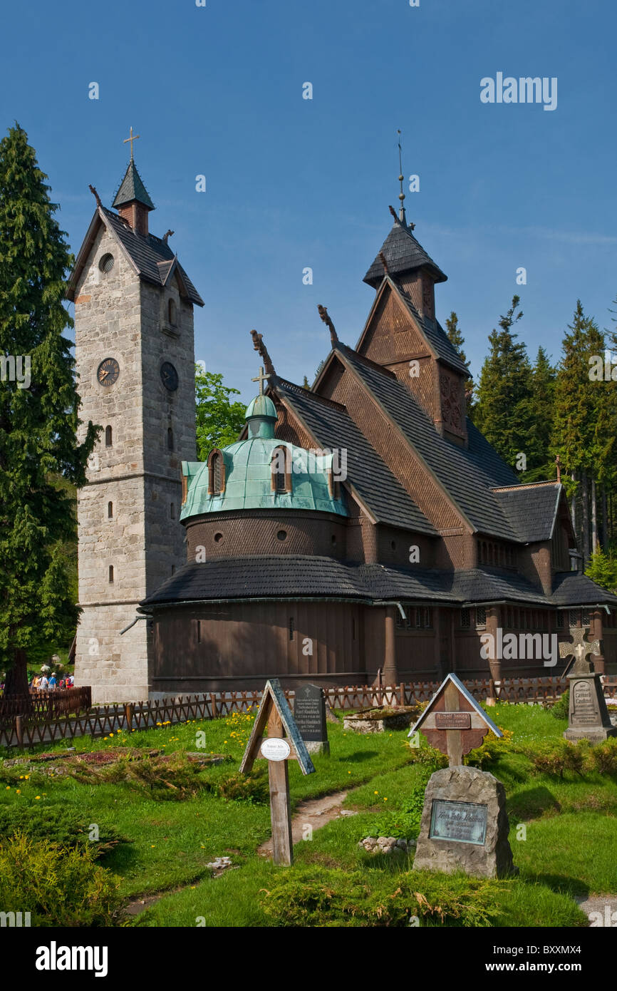 Wang Tempel (Kirche von unseres Erlösers Berg) - evangelische Pfarrkirche in Karpacz, Polen Stockfoto