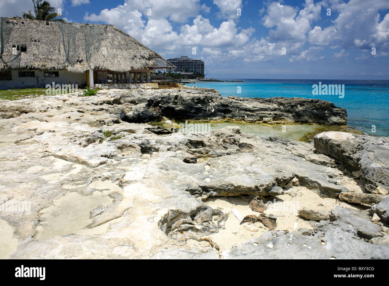 Aufgegeben, resort Ruinen von einem Strand, Insel Cozumel, Quintana Roo, Halbinsel Yucatán, Mexiko, Yucatan, Mexiko, Ruine, ruiniert, Stockfoto