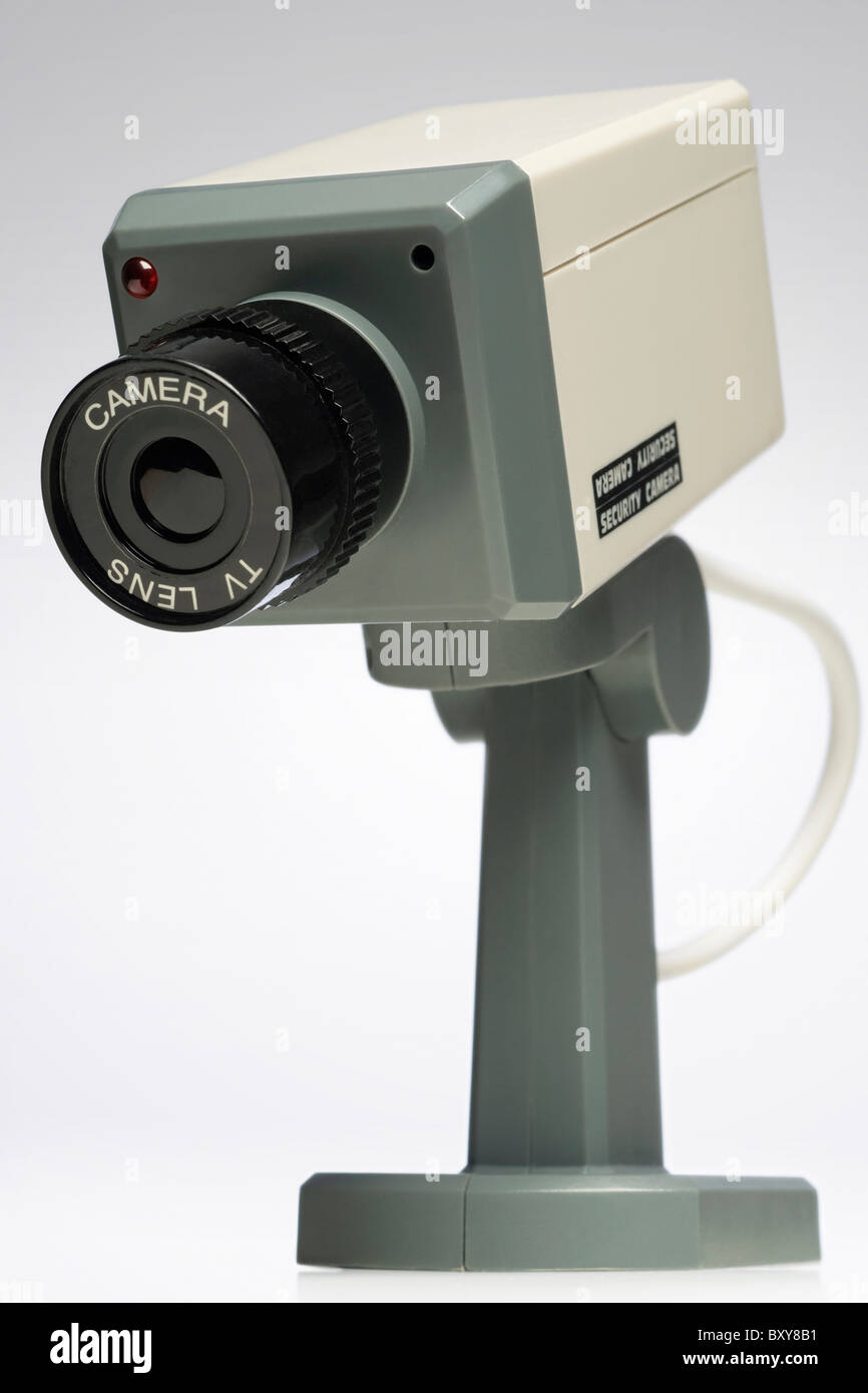 Sicherheitenpool Kamera auf weiß - mit Beschneidungspfad Stockfoto