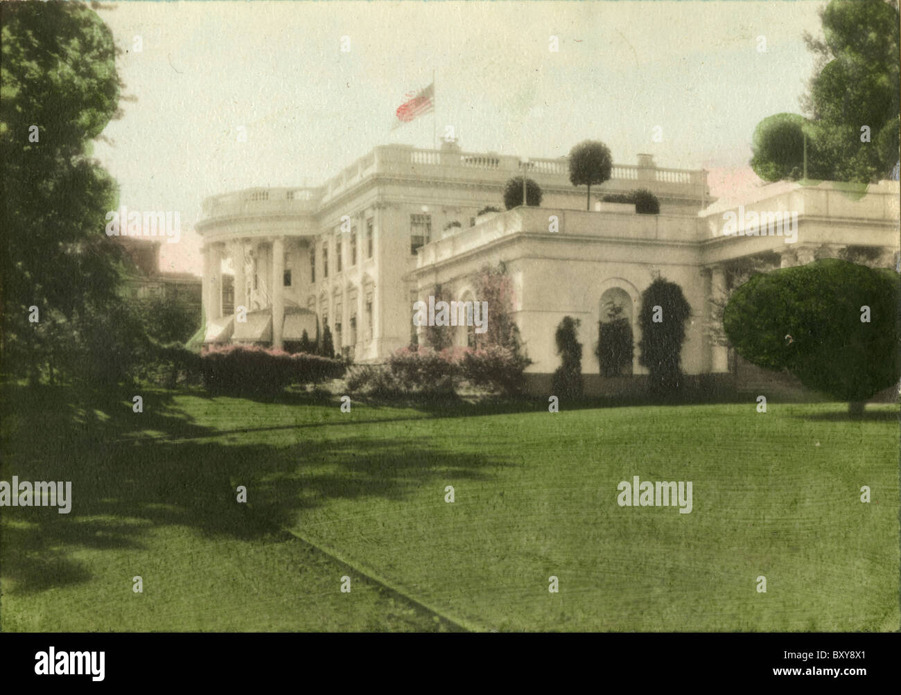 Ca. 1910er Jahre Hand-getönten Foto von The White House, Washington DC, USA. Stockfoto