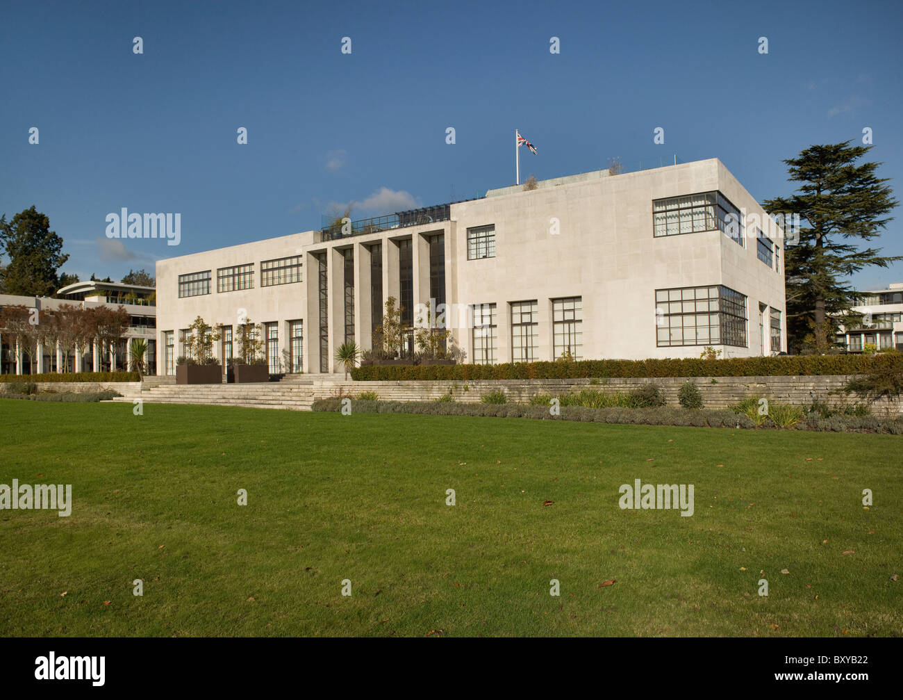 Charter, Sunningdale, Berkshire. Modernistische Art-Deco-Haus, erbaut 1936-8 George Adie und h.g. Hammond für Frank Parkinson Stockfoto