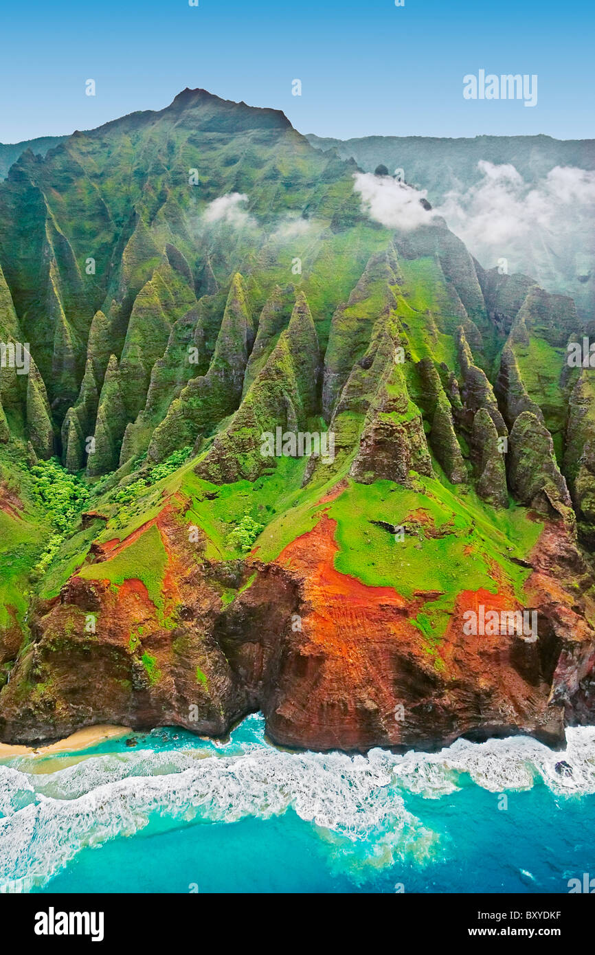 Luftaufnahme der Na Pali Coast, Kauai, Hawaii, USA Stockfoto