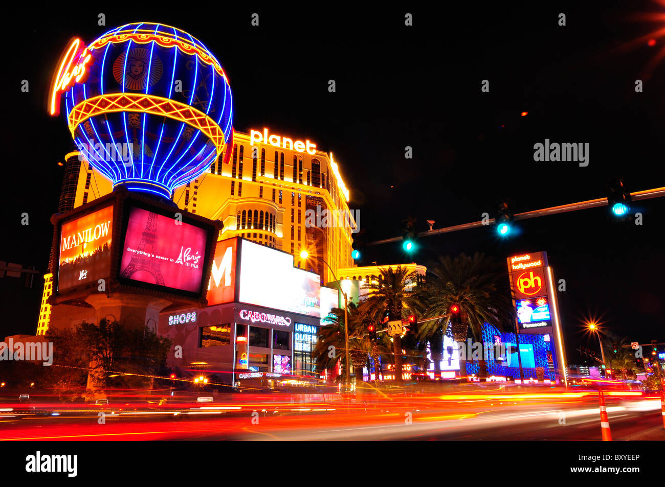 Hotel Paris & Planet Hollywood, Las Vegas Blvd., Las Vegas, Nevada, USA Stockfoto