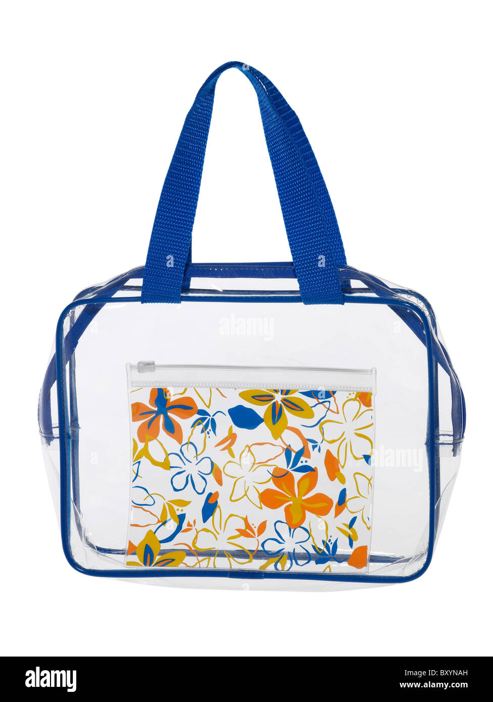 transparente Tasche auf weißem Hintergrund Stockfoto