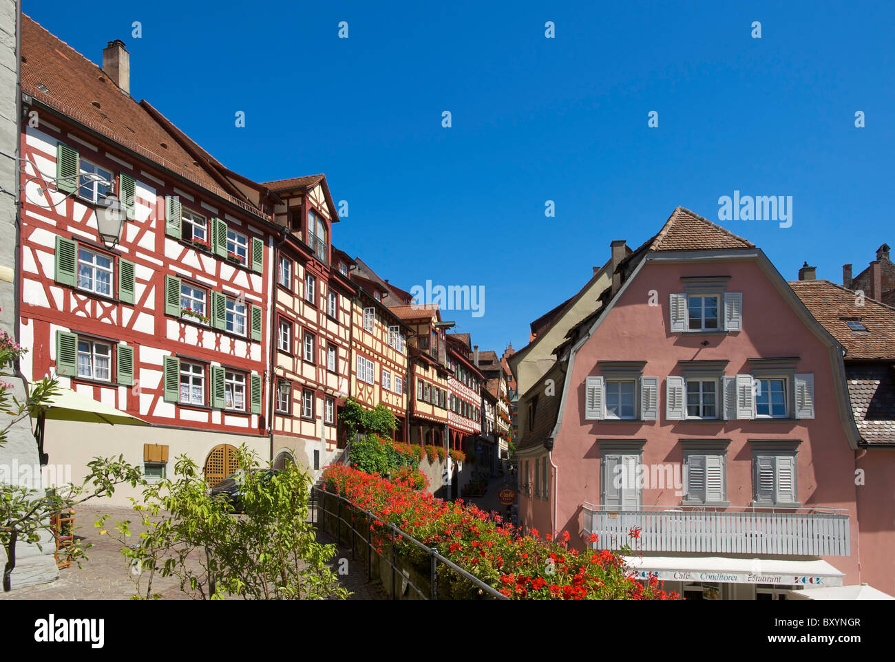 Halbe Fachwerkhaus in Meersburg, Bodensee, Baden-Württemberg, Deutschland Stockfoto