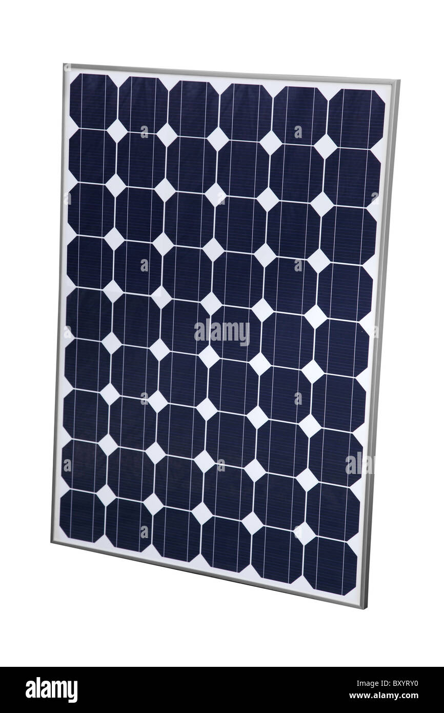 Solar-Panel-Ausschnitt auf weißem Hintergrund Stockfoto