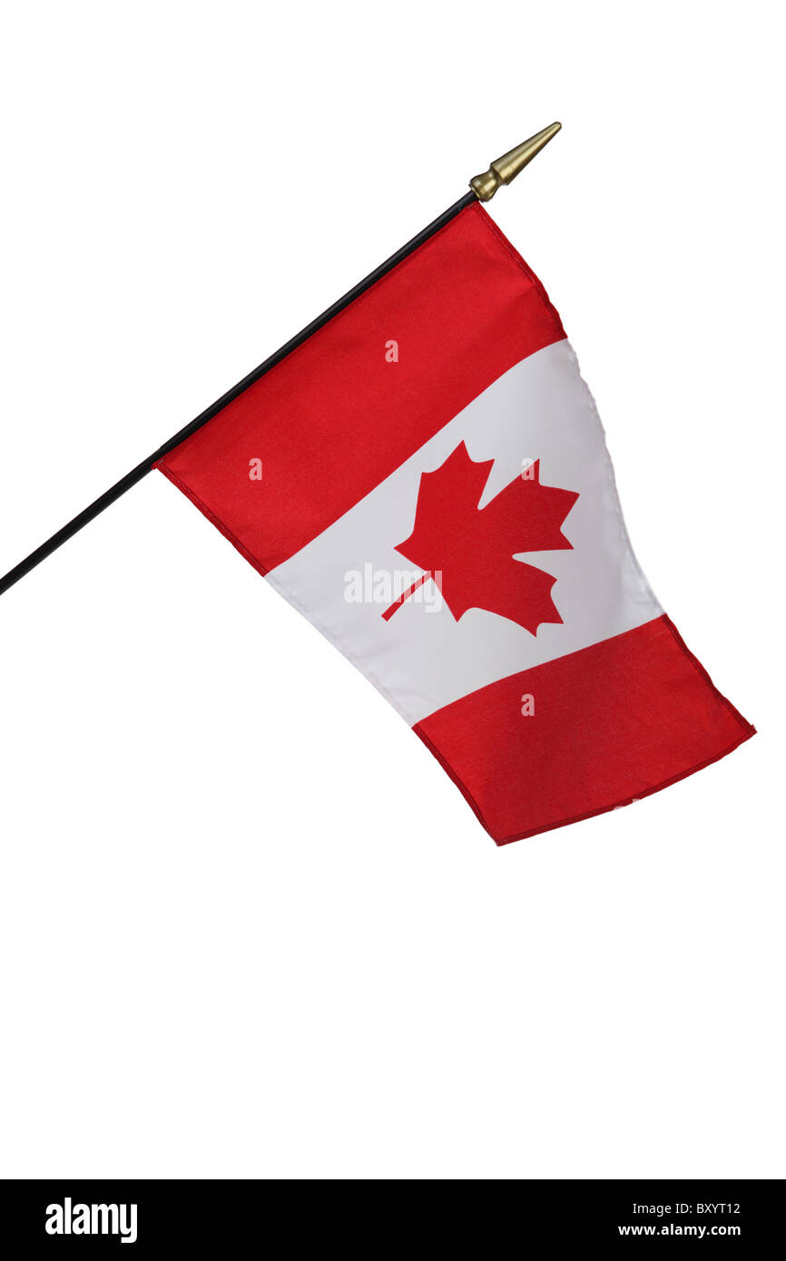 Kanadische Flagge auf weißem Hintergrund Stockfoto