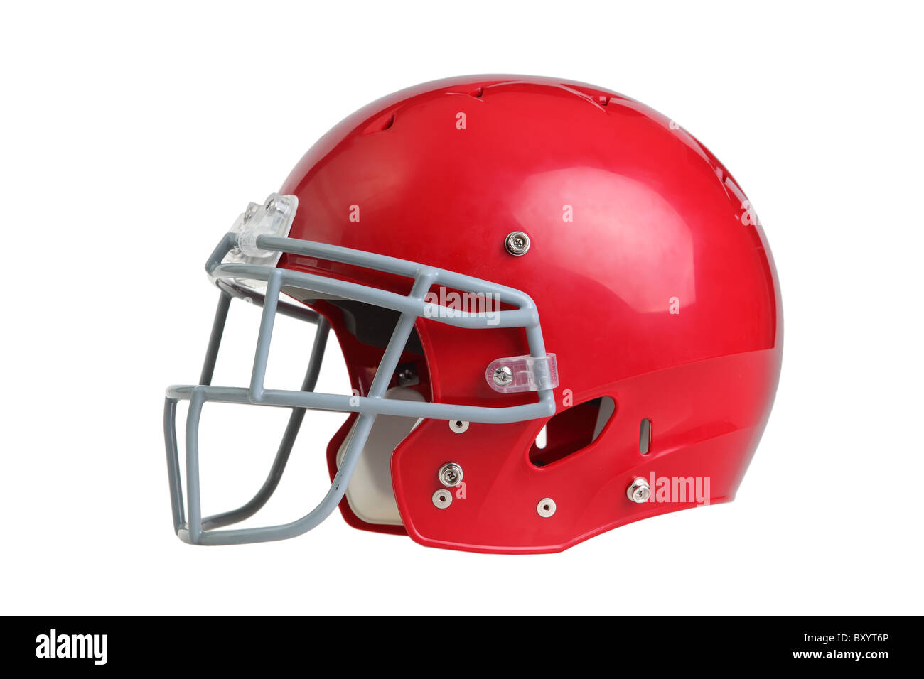 Football Helm auf weißem Hintergrund Stockfoto