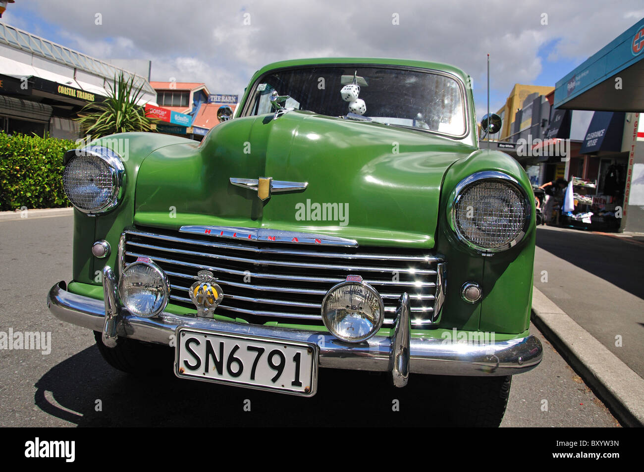 Klassische Hillman Minx Auto, New Brighton Mall, New Brighton, Christchurch, Canterbury, Südinsel, Neuseeland Stockfoto