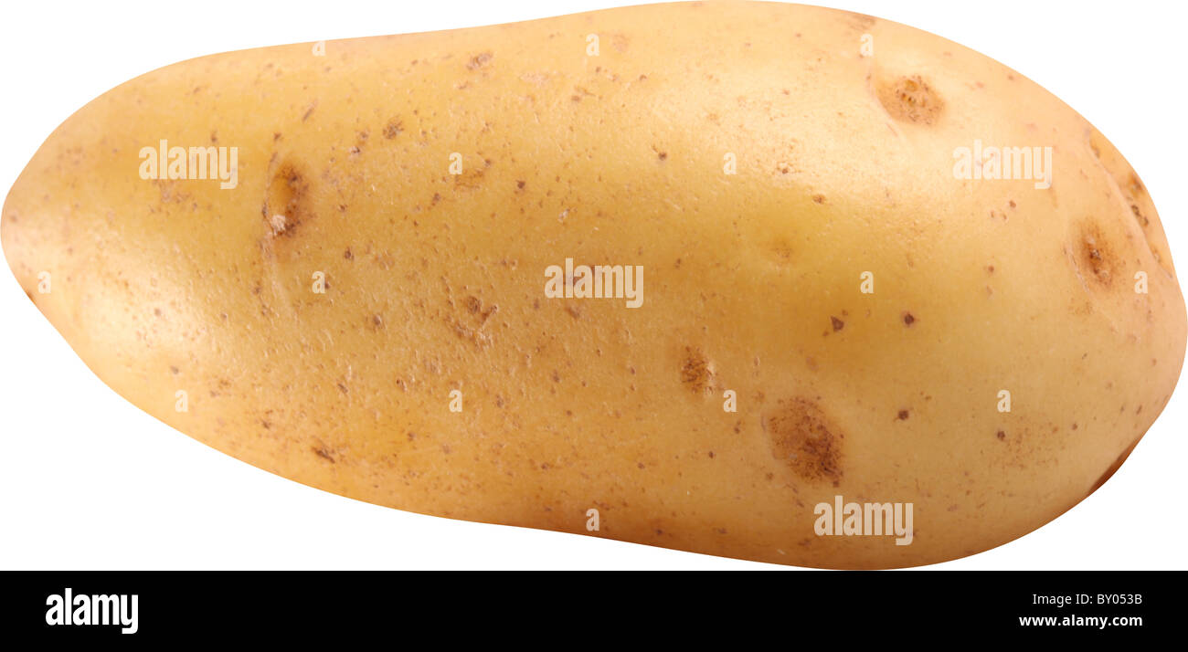 Bild der Kartoffel auf weißem Hintergrund. Die Datei enthält einen Pfad zu schneiden. Stockfoto