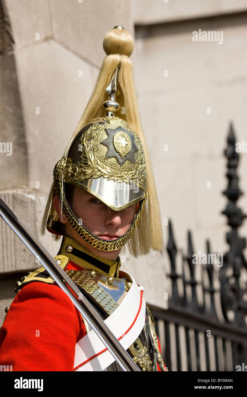 Horse Guard in Whitehall gegenüber dem Bankett Haus Stockfoto