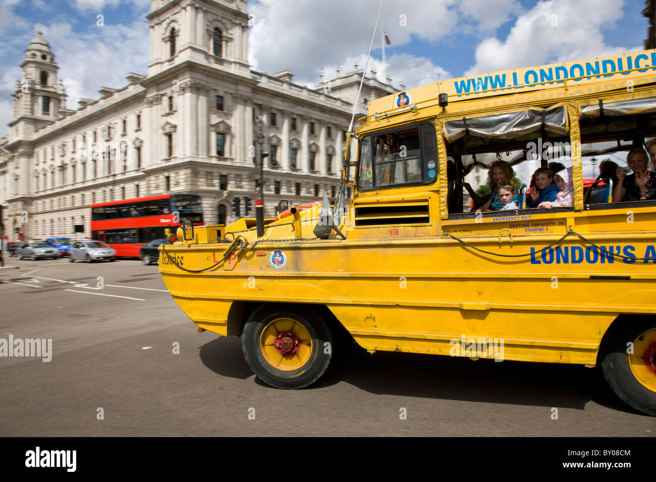 London Duck Tours-Fahrzeug Stockfoto