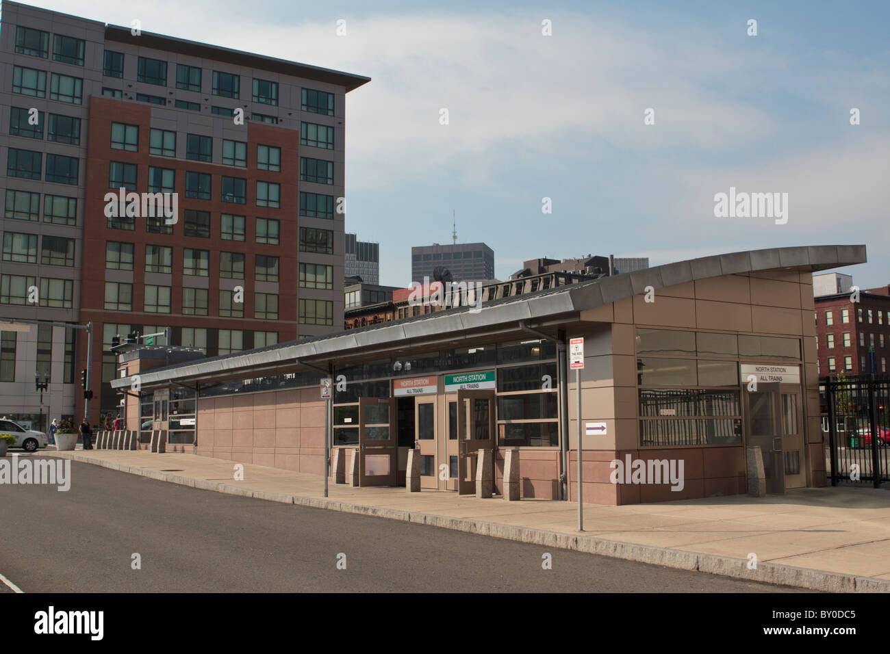 Eingang zum North Station MBTA u-Bahn Bahnhof Boston, Massachusetts Stockfoto