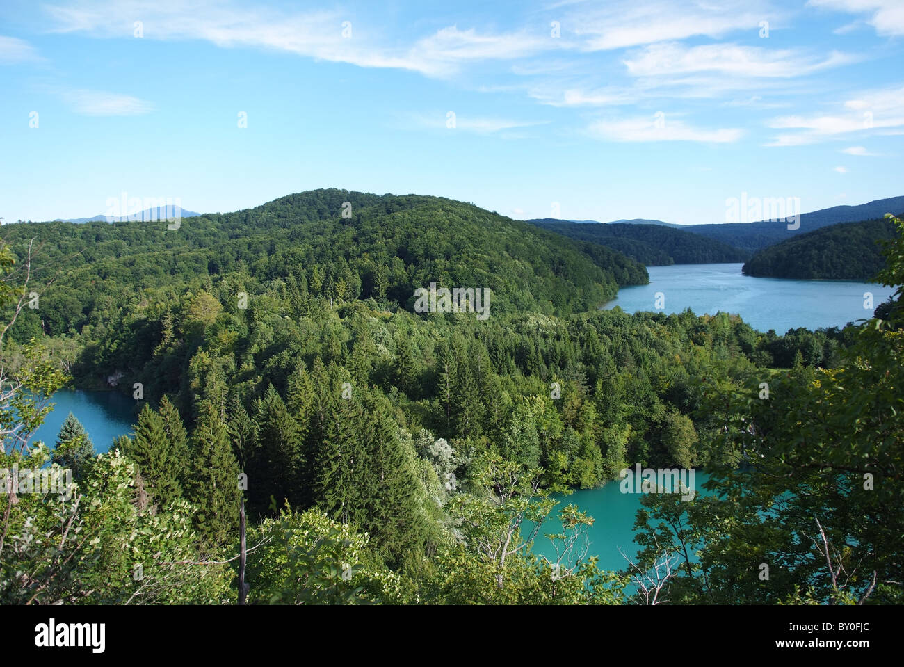 Schöne Landschaftsblick auf Seen in Kroatien Stockfoto
