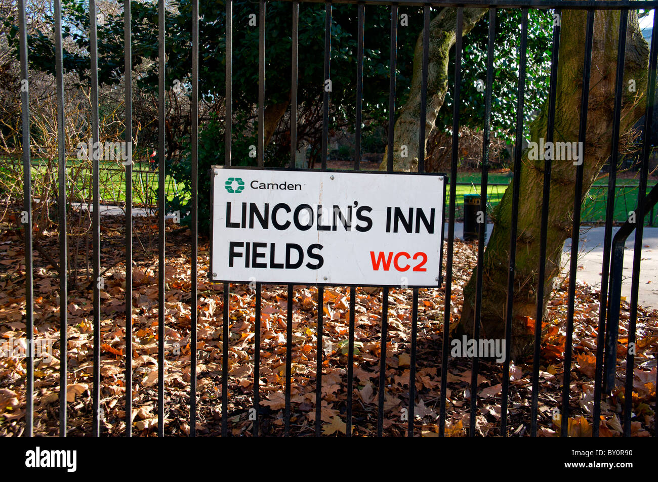 Melden Sie für Lincoln es Inn Fields, London, UK Stockfoto