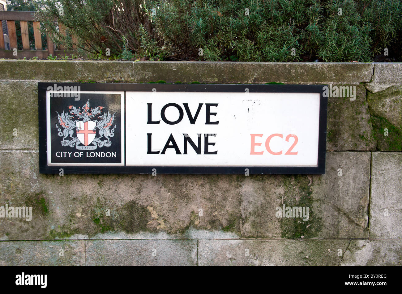 Liebe Spur Straßenschild, City of London, UK Stockfoto