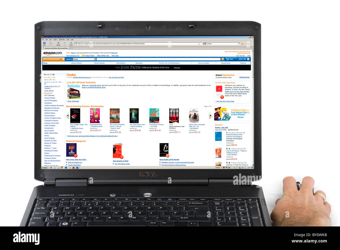 Shopping für Bücher online über die Website von Amazon uns Stockfoto