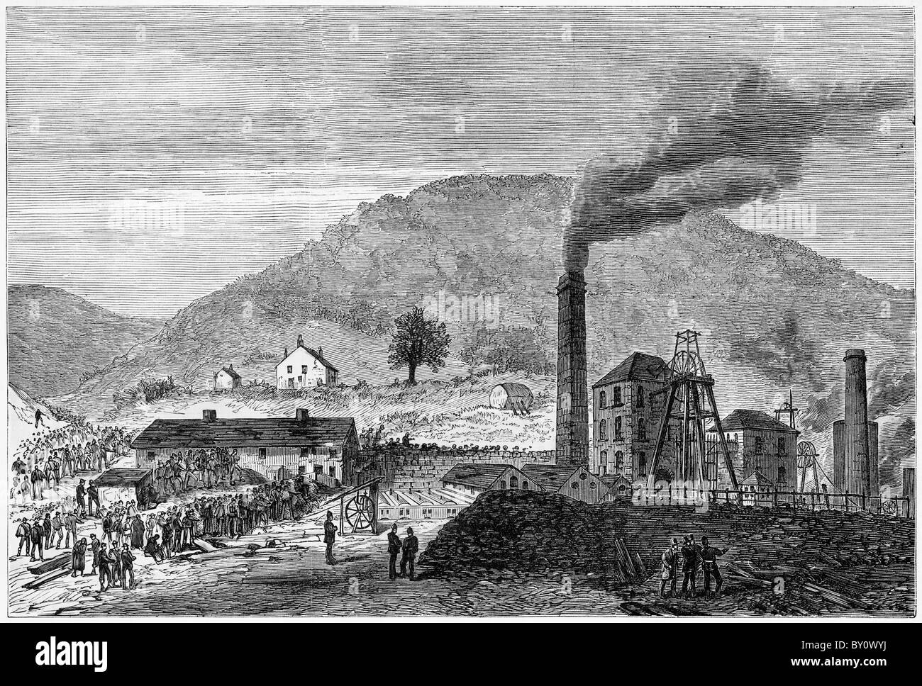 Prinz von Wales Colliery Abercarn 268 Männer in einer Explosion 11 Sep 1878 getötet wurden, Gravur Stockfoto