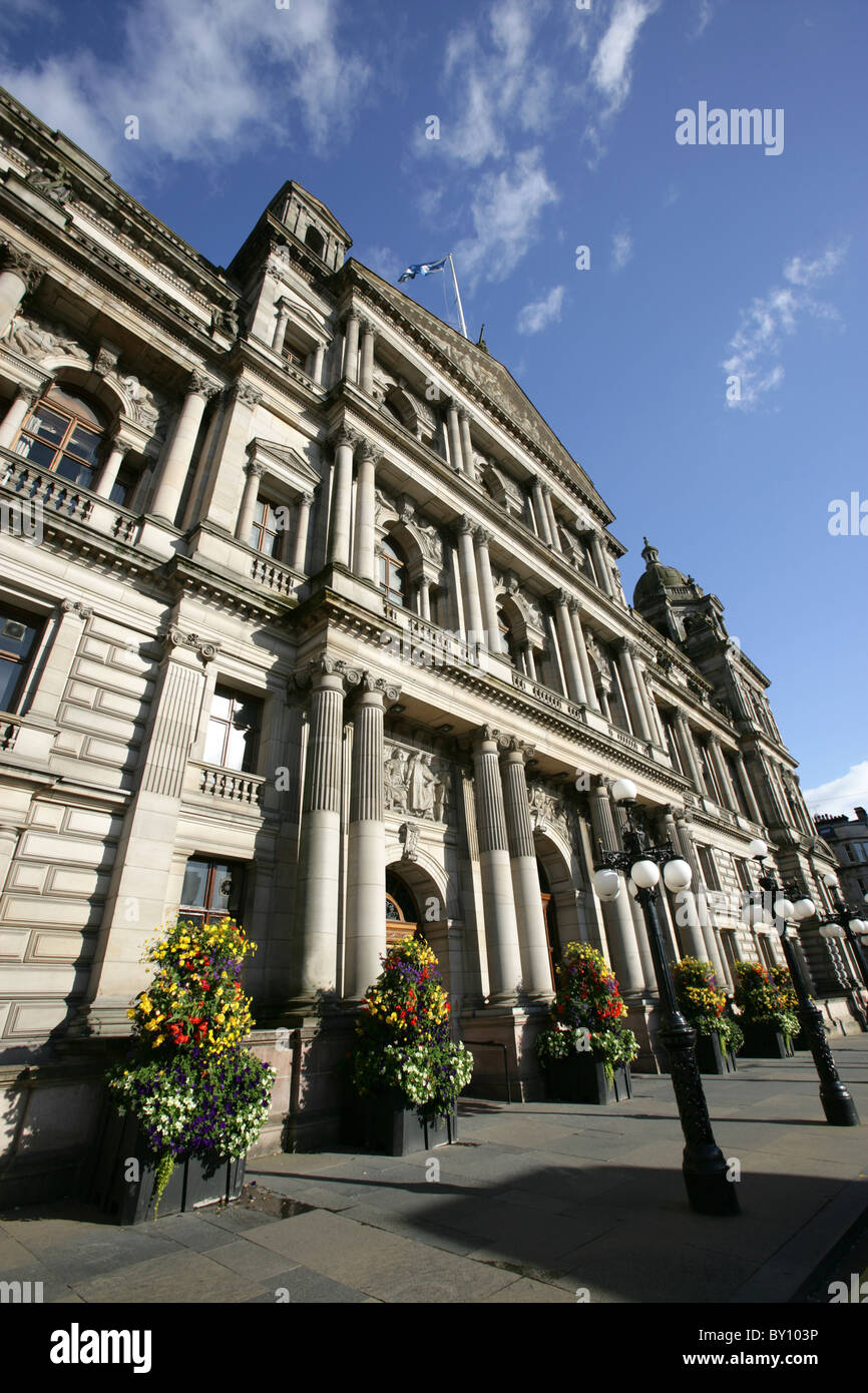 Stadt in Glasgow, Schottland. Die William Young erbaute City Chambers ist Heimat von Glasgow City Council und der Herr Probst von Glasgow Stockfoto