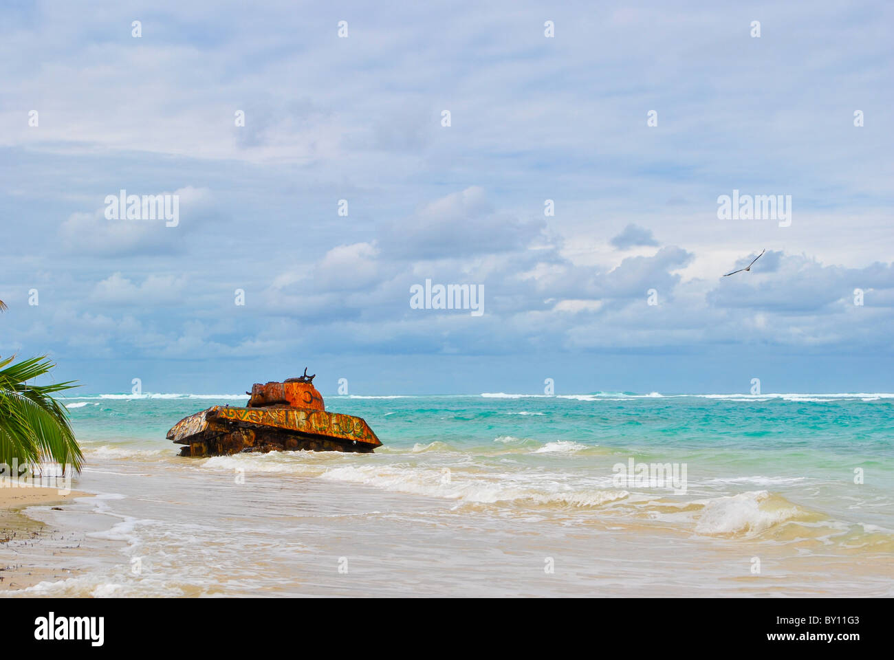 Wassertank am Strand. Stockfoto