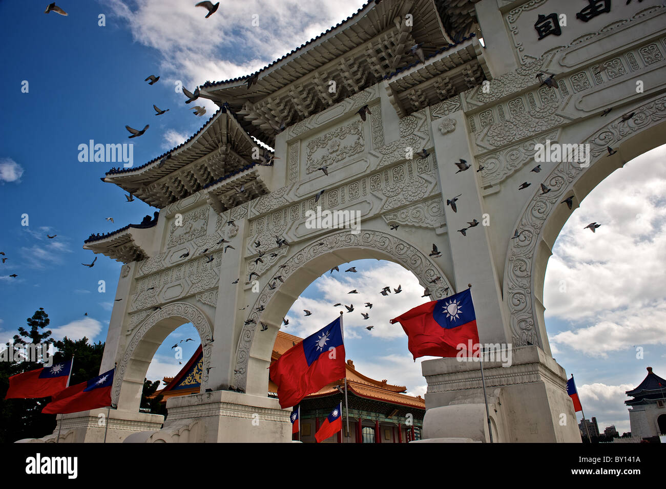 Nahaufnahme von der Chiang Kai-Shek Memorial Hall in Taipeh, Taiwan Stockfoto