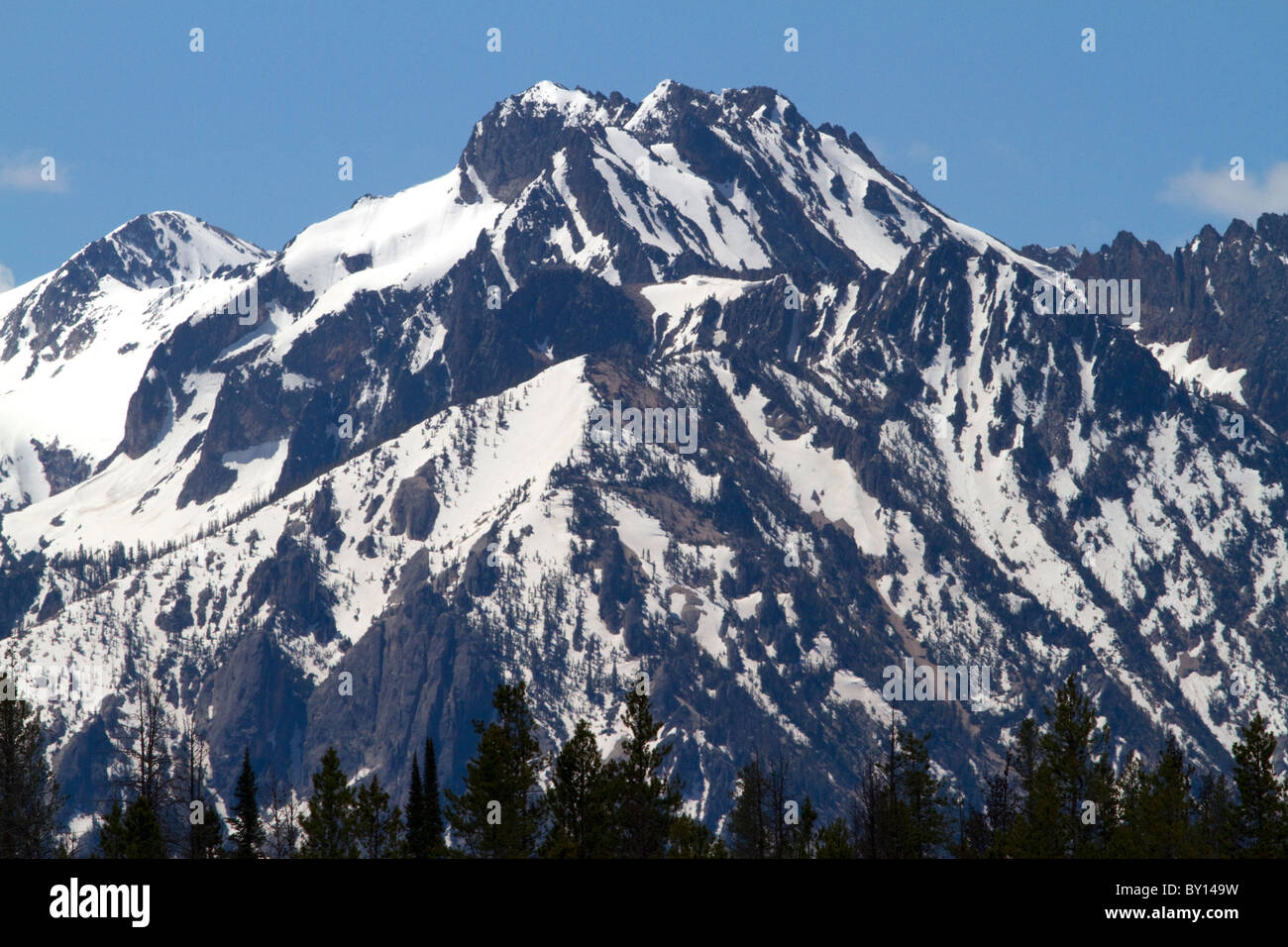 Berggipfel in der Sägezahn-Gebirge in der Nähe von Stanley, Idaho, USA. Stockfoto