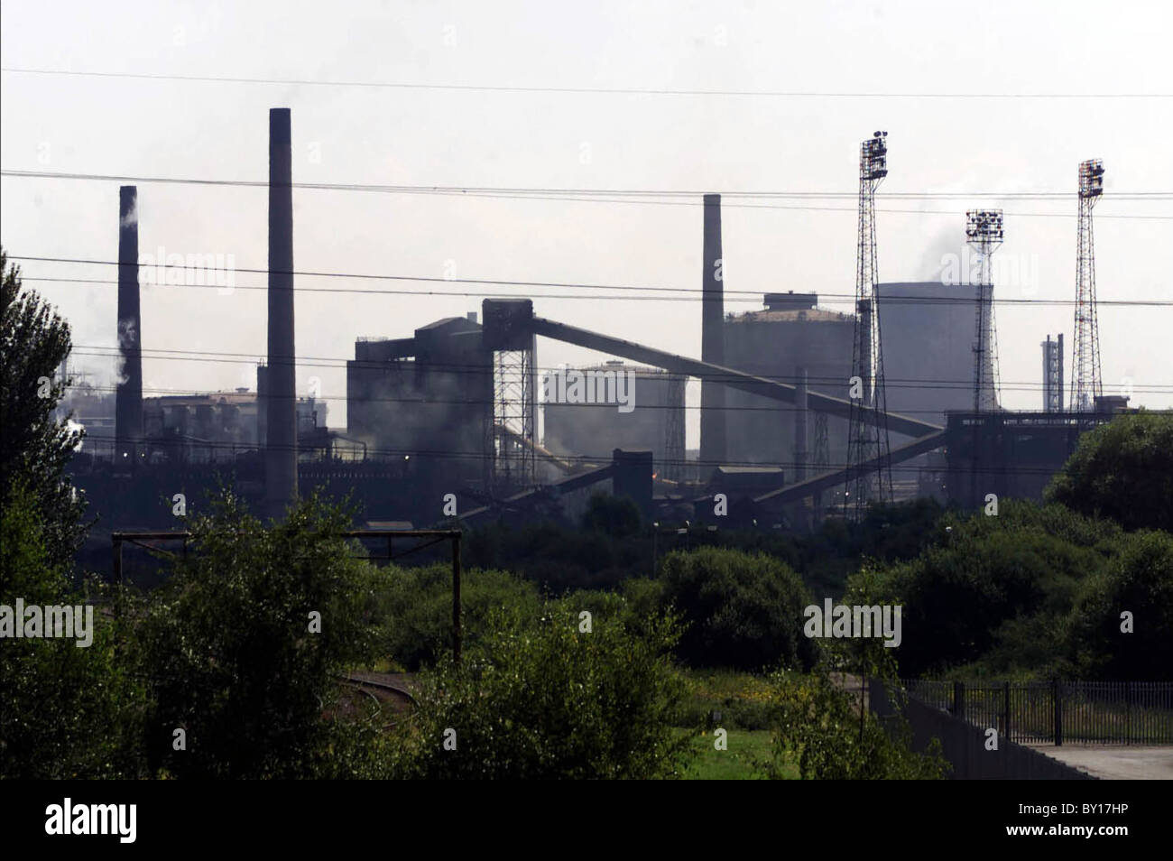 Die Corus Steel Works, Llanwern in der Nähe von Newport. Stockfoto