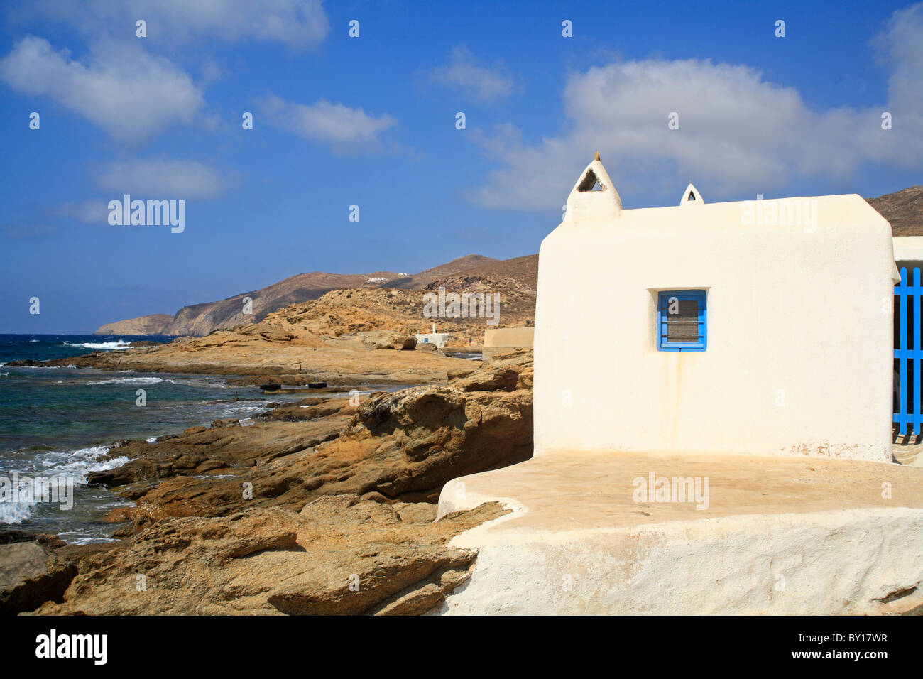 Beach House Panormas Bay griechischen Insel Mykonos Cyclades Griechenland Europa Stockfoto