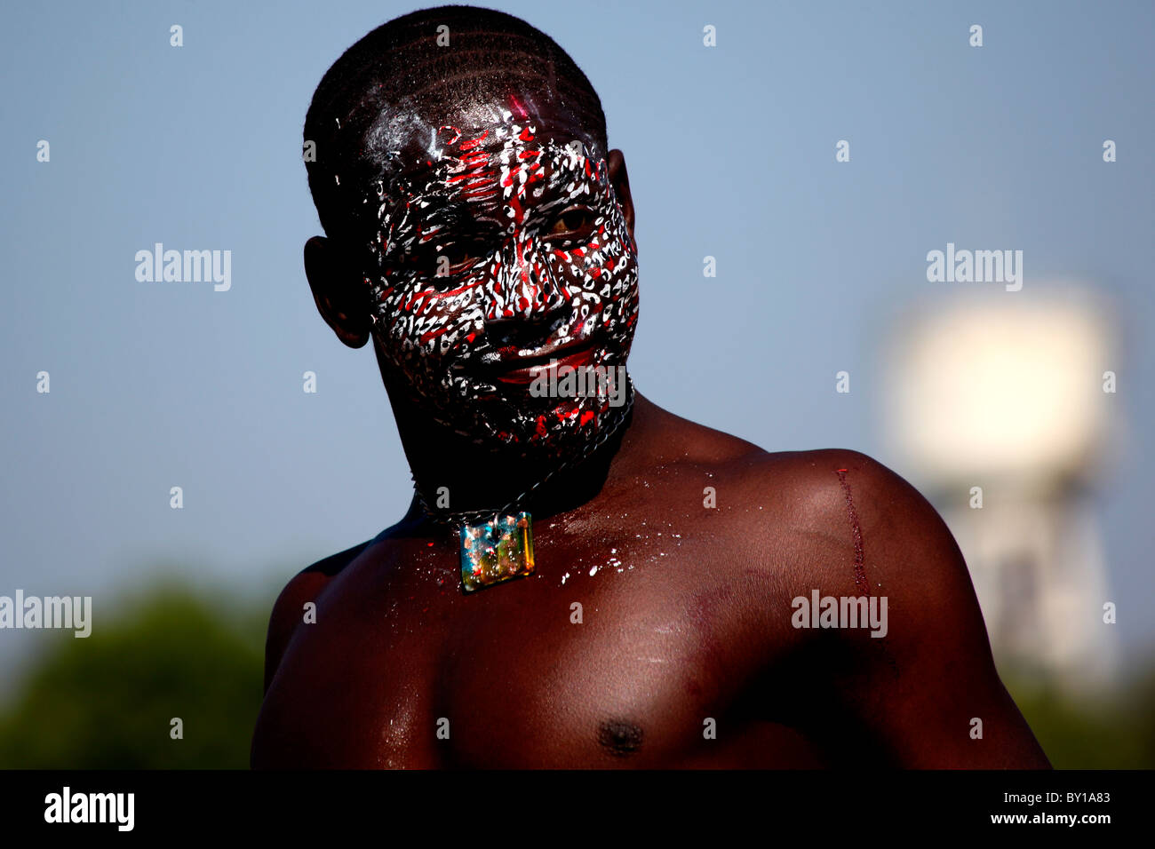 Körperbemalung - Siddi Stamm von Gujarat, Indien Stockfoto