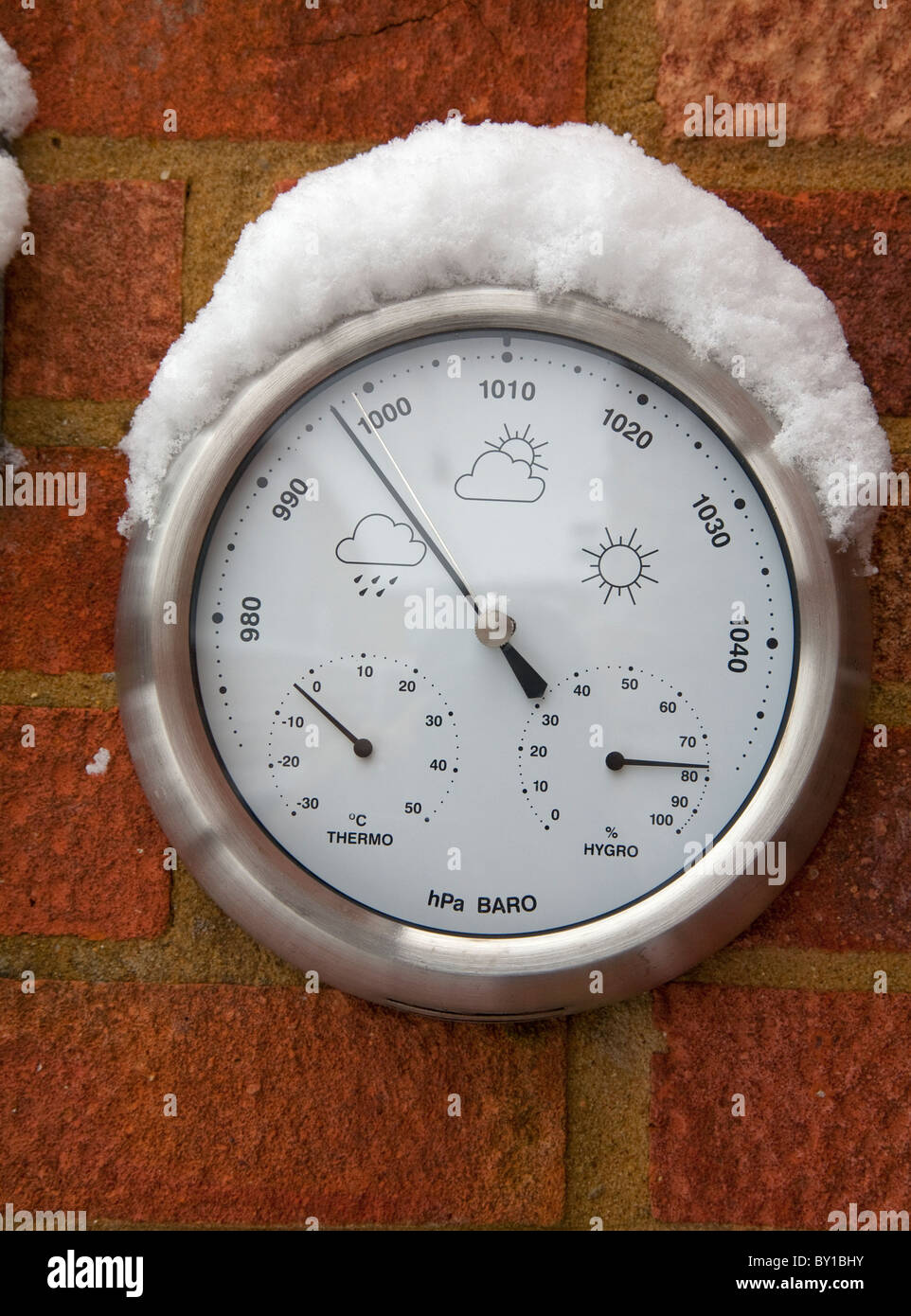Barometer im winter Stockfoto