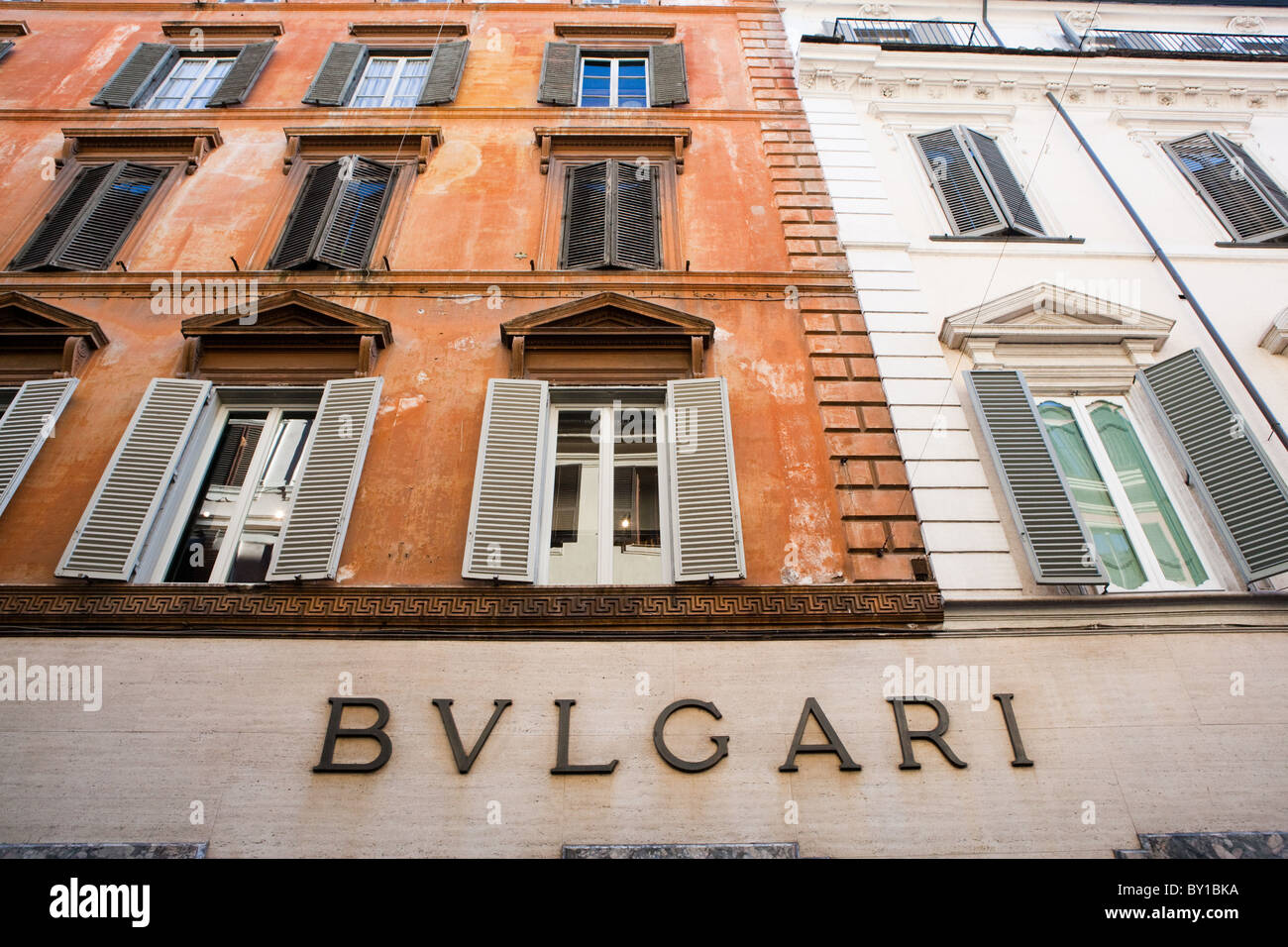 Bulgari, eines der berühmten Mode-Schmuck Marke made in Italy Schaufenster in via dei Condotti Rom Italien Stockfoto