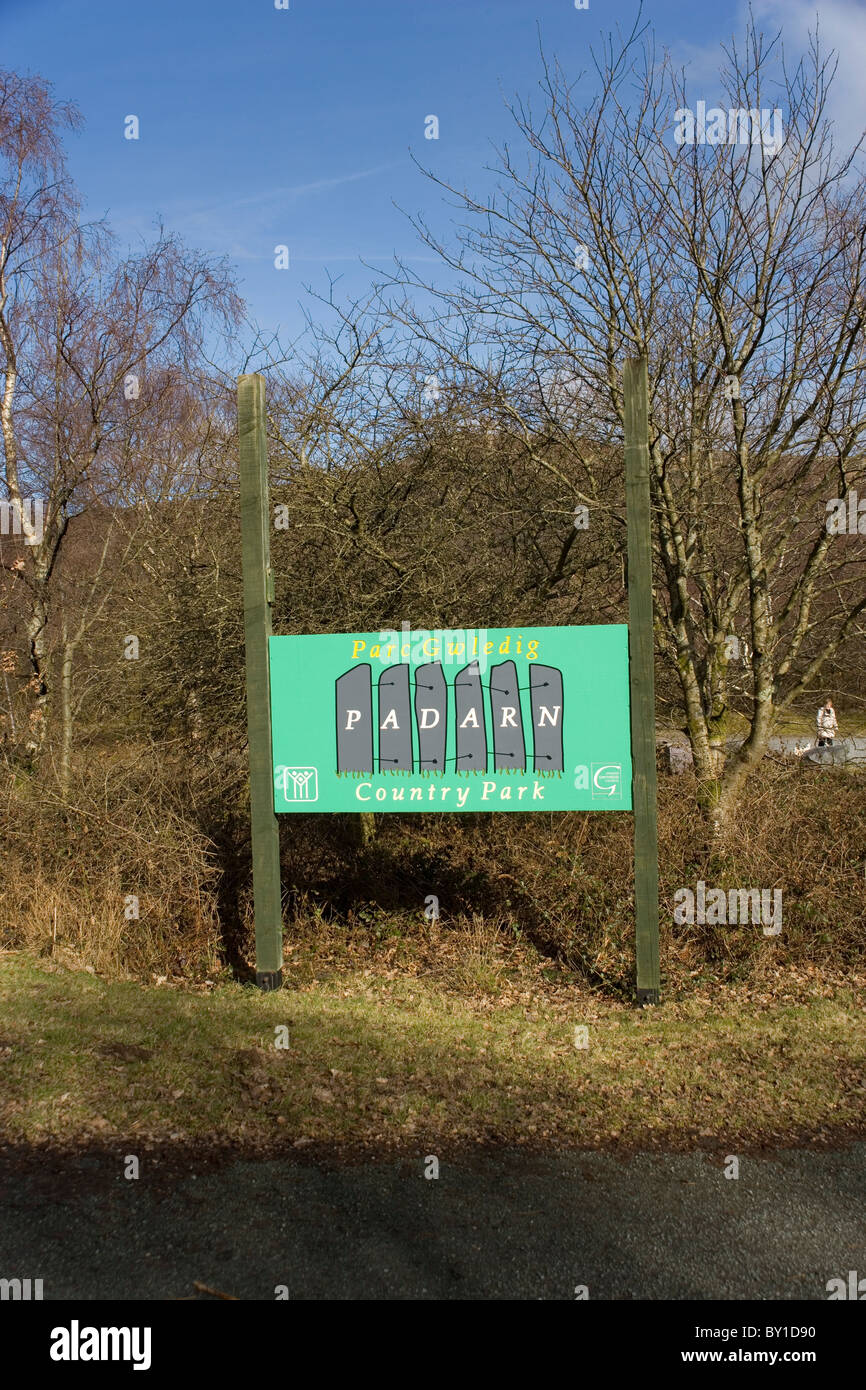 Zeichen der Padarn Country Park in der Nähe von Llanberis Stockfoto